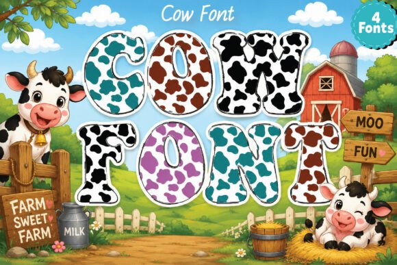 Cow Print Alphabets Letters Pack: A Fun Farmyard Touch for Creative Projects