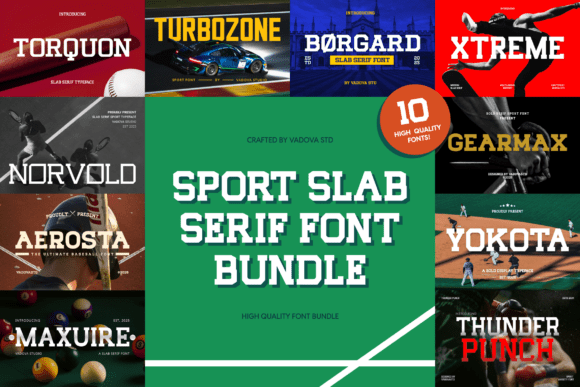 Sport Slab Serif Bundle: Typography Engineered for Athletic Impact and Visual Authority